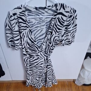 Zara Black and White Zebra Print Blouse